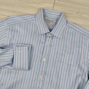 Charles Tyrwhitt‎ Dress Shirt 16.5 34 Blue French Cuff Tweed Pinstripe Formal